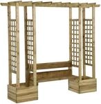 vidaXL Garten-Pergola mit Bank Pflanzk&uuml;beln Kiefernholz Impr&auml;gniert