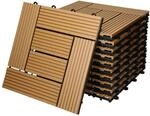 ECD Germany WPC Terrassenfliesen 30 x 30 cm 55er Spar Set Teak Mosaik Holzoptik