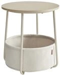 Vasagle Beistelltisch mit Stoff-Korb &Oslash; 45 cm x 51 cm Beige-Wei&szlig;
