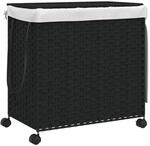 vidaXL W&auml;schekorb mit Rollen Schwarz 60x35x60,5 cm Rattan 372042