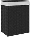 vidaXL W&auml;schekorb mit Deckel Schwarz 46x33x60 cm Poly Rattan 372032