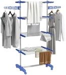 HOMCOM W&auml;schest&auml;nder mit Rollen Klappbarem Fl&uuml;gel Stahl 142 x 55 x 172 cm...
