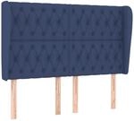 vidaXL Kopfteil mit Ohren Blau 147x23x118/128 cm Stoff 3118296