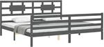 vidaXL Massivholzbett mit Kopfteil Grau 200x200 cm 3194463