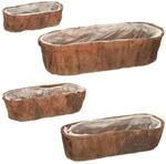 Relaxdays Blumenkasten 4er Set Kokosfaser Tannenholz PE Natur Bepflanzbar 57,5 cm x