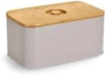 Zeller Brotkasten Metall mit Bambusdeckel 30 cm x 18 cm x 14 cm Beige