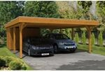 Skan Holz Carport Spessart 611 cm x 846 cm mit Abstellraum Eiche hell