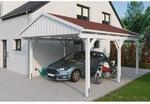 Skan Holz Carport Fichtelberg 423 cm x 566 cm Rote Schindeln Wei&szlig;