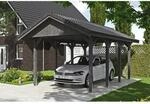 Satteldach-Carport Wallgau Schiefergrau 380 x 600 cm Dachlattung