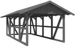 Skan Holz Carport Schwarzwald m. Dachschalung u. R&uuml;ckwand 424 x 772 cm Grau