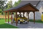 Satteldach-Carport Wallgau Nussbaum 430 x 600 cm Dachlattung