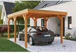 Skan Holz Carport Grunewald 321 cm x 554 cm mit EPDM-Dach Eiche Hell