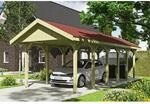 Satteldach-Carport Wallgau 380 x 900 cm rote Schindeln