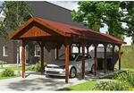 Satteldach-Carport Wallgau Nussbaum 380 x 900 cm rote Schindeln