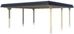Skan Holz Doppelcarport Wendland Nussbaum 630 x 637 cm EPDM-Dach Blende Schwarz