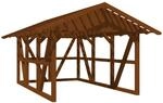 Skan Holz Carport Schwarzwald m. Dachlattung u. R&uuml;ckwand 424 x 600 cm Nuss