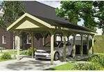 Satteldach-Carport Wallgau 380 x 900 cm schwarze Schindeln
