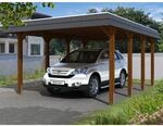 Skan Holz Carport Spreewald 396 cm x 589 cm schwarze Blende Nussbaum