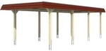 Skan Holz Carport Wendland Eiche hell 362 x 870 cm EPDM-Dach Blende Rot