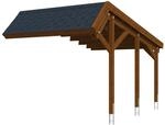 Skan Holz Erweiterung f&uuml;r Carport Harz m. schwarzen Schindeln 303 x 560 cm Nuss