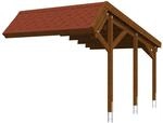 Skan Holz Erweiterung f&uuml;r Carport Harz m. roten Schindeln 303 x 560 cm Nuss