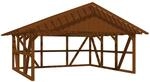 Skan Holz Carport Schwarzwald m. Dachlattung u. R&uuml;ckwand 684 x 600 cm Nuss