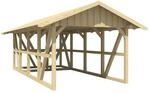 Skan Holz Carport Schwarzwald m. Dachschalung u. Abstellr. 424 x 772 cm Natur