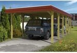 Skan Holz Walmdach-Carport Spreewald 396 cm x 893 cm Blende in Rot