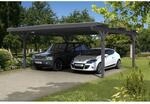 Skan Holz Carport Odenwald 640 cm x 648 cm gerade Kopfb&auml;nder Schiefergrau