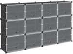 vidaXL Regalsystem mit 12 W&uuml;rfeln und T&uuml;ren Schwarz PP 4019578