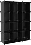 vidaXL Regalsystem mit 12 W&uuml;rfeln Schwarz PP 340546