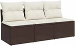vidaXL Gartensofa mit Kissen 3-Sitzer Braun Poly Rattan 366219
