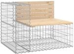 vidaXL Gartenbank aus Gabionen 92x71x65,5 cm Massivholz Kiefer