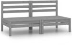 vidaXL Garten-Mittelsofas 2 Stk. Grau Kiefer Massivholz