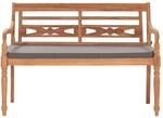 vidaXL Batavia-Bank mit DunkelGrauem Kissen 120 cm Teak Massivholz