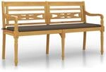 vidaXL Batavia-Bank 150 cm Massivholz Teak mit Taupe Kissen