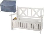 needs&wants Gartenbank Holz wetterfest mit Stauraum und Abdeckung 2 Sitzer...