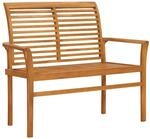 vidaXL Gartenbank mit Grauer Auflage Massivholz Teak 112 cm