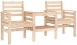 vidaXL Gartenbank mit Tisch 2-Sitzer Massivholz Kiefer