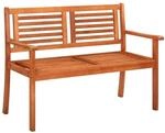 vidaXL 2-Sitzer-Gartenbank mit Auflage 120 cm Massivholz Eukalyptus Schwarz