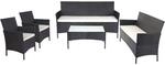 MCW 3-2-1-1 Poly-Rattan Garnitur Hamar Anthrazit Kissen Creme