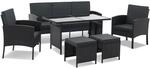 Juskys Polyrattan Gartenm&ouml;bel Sitzgruppe Turin Schwarz