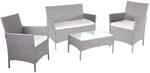 MCW 2-1-1 Poly-Rattan Garten-Garnitur Hamar Grau Kissen Creme