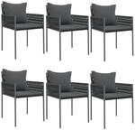 vidaXL Gartenst&uuml;hle mit Kissen 6 Stk Schwarz 54x61x83 cm Poly Rattan 3187090
