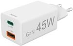 Hama Schnellladeger&auml;t Mini-Ladeger&auml;t 1 x USB-C 1 x USB-A PD 45 W Wei&szlig;
