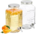 Relaxdays Getr&auml;nkespender Glas Transparent mit Zapfhahn und Deckel 3.500 ml 26,5 cm