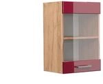 Vicco K&uuml;chenglasschrank R-Line Bordeaux Hochglanz/Goldkraft Eiche 40 cm