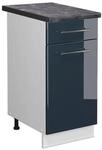 Vicco K&uuml;chenunterschrank Fame-Line Dunkelblau Hochglanz/Wei&szlig; 40 cm AP...