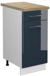 Vicco K&uuml;chenunterschrank Fame-Line Dunkelblau Hochglanz/Wei&szlig; 40 cm AP Eiche