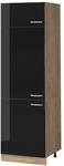 Vicco K&uuml;hlumbauschrank R-Line Schwarz Hochglanz/Goldkraft Eiche 60 cm